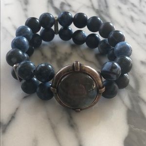 French Kande elastic blue stone bracelet